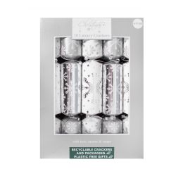 10 Luxury Snowflake Crackers Silver