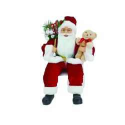 Sitting Santa and Teddy 40cm