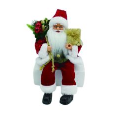 Sitting Santa with Present 30cm