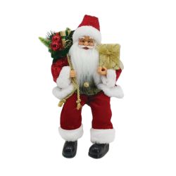 Sitting Santa with Present 30cm