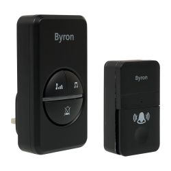 Byron 100m Kinetic Wireless Doorbell Set Black
