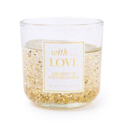 Light Up LED Candle - With Love Gold Glitter