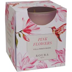 Scented Glass Candle 85mm x 70mm Pink Flowers