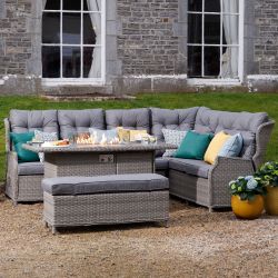 Rattan Trinity Firepit Garden Set