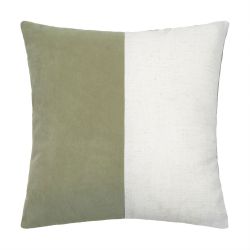 Velvet & Linen Blend Contrast Green Cushion