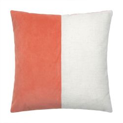 Velvet & Linen Blend Contrast Rust Cushion