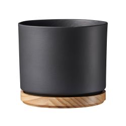 Oslo Matte Anthracite Wood Indoor Pot 19cm