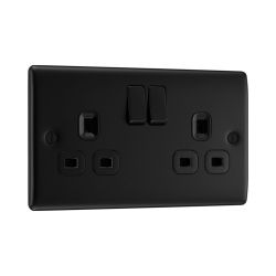 Bg Nexus Matt Black 13A Double Socket