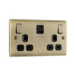 Bg Nexus Brushed Steel 22W Double Usb Socket A+C