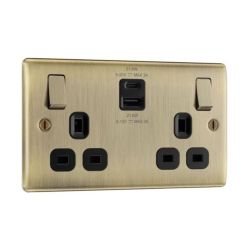 Bg Nexus Antique Brass 22W Double Usb Socket A+C