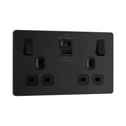 Bg Evolve Matt Black 22W Double Usb Socket A+C