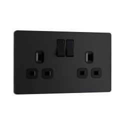 Bg Evolve Matt Black 13A Double Socket