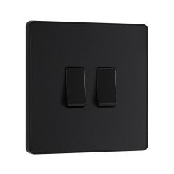 Bg Evolve Matt Black 20A Double 2 Way Switch