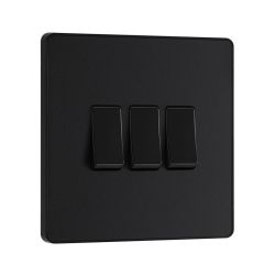 Bg Evolve Matt Black 20A Triple 2 Way Switch