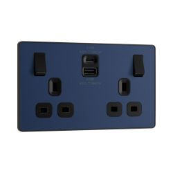 Bg Evolve Matt Blue 22W Double Usb Socket A+C