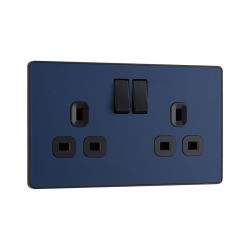 Bg Evolve Matt Blue 13A Double Socket