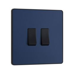 Bg Evolve Matt Blue 20A Double 2 Way Switch