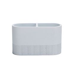 Tooth Brush Holder Chevron Pattern White