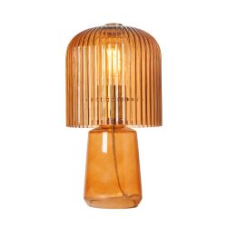 Saima Ribbed Glass Table Lamp - Amber