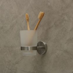 Rome Glass Tumbler Holder Brushed Chrome