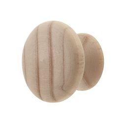 Classic Wooden Cabinet Knob 40Mm Untreated Pine Pk2