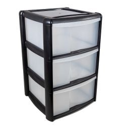 Shelving Tower 3 Drawer Black And Clear