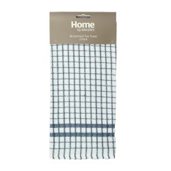 Mono Check Kitchen Tea Towels Sky Blue 2Pk