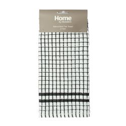 Mono Check Kitchen Tea Towels Black 2Pk