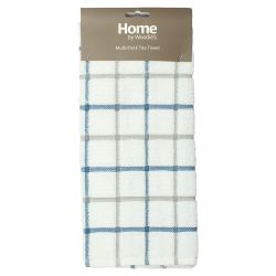 Multicheck Tea Towel Blue And Grey