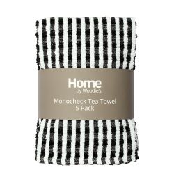 Popcorn Tea Towel Black 5Pk
