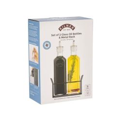 Kilner Oil Bottles & Metal Rack Set Of 2 0.6 Lit