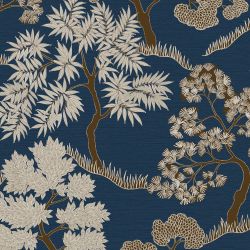 Sublime Trees Dark Blue Gold 10M Wallpaper