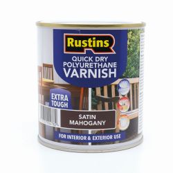 Rustins Quick Dry Polyurethane Varnish Satin Mahogany 500Ml