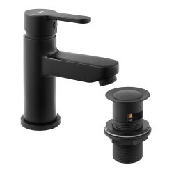 Ethos Basin Mixer & Press Top Waste Matte Black