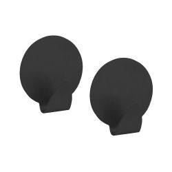 Large Round Hook Black Stainless Steel 2 Pack