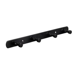 4 Round Hook Rail - Black Stainless Steel