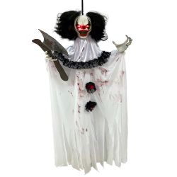 Hanging Animated Clown with LED 120cm