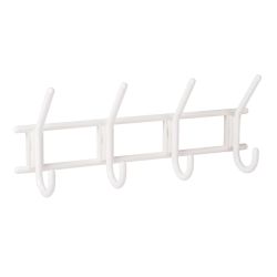 4 Hook Rail Plastic White