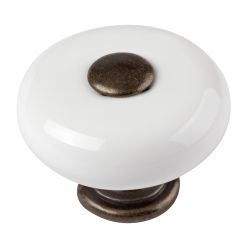 Knob White and Antique 33mm