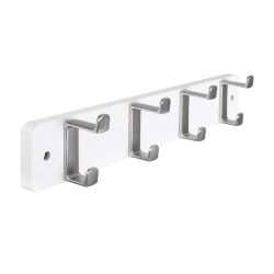 4 Hook Rail MDF White & Satin Nickel 450x70mm