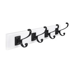 4 Hook Rail MDF White & Matt Black 450x70mm