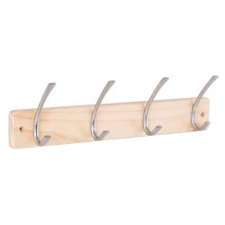 4 Hook Rail Pine & Matt Nickel 435x70mm