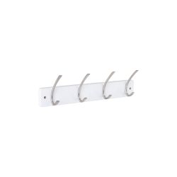 4 Hook Rail MDF White & Matt Nickel 435x70mm