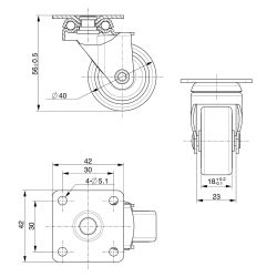 Swivel Castor with Plate 40mm