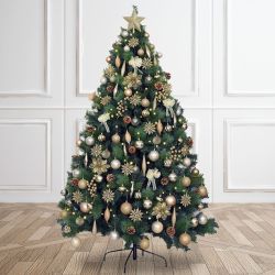 6.5ft Pre-Lit Luxury Decorated Christmas Tree - Golden Opulence