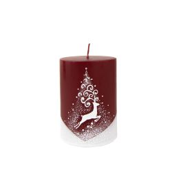 Christmas Candle Red White Deer Cylinder 10Cm