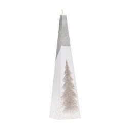 Christmas Candle White Silver Tree Pyramid 25Cm