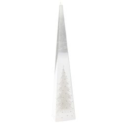 Christmas Candle White Silver Tree Pyramid 35Cm
