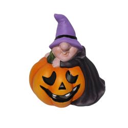 Witch with Pumpkin & LED Lights 20cm