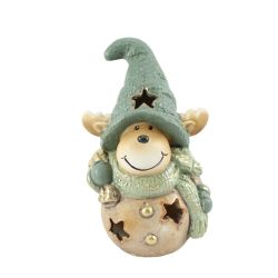 Deer with Hat Battery operated LED light 15cm Green